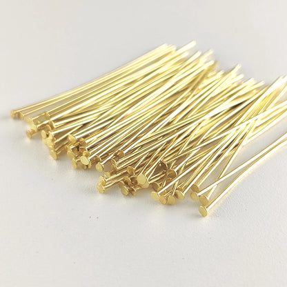 500pcs Stainless Flat Headpins 0.7mm (21 Gauge), 4cm long, Stainless Steel /Gold plated T-Head Pins