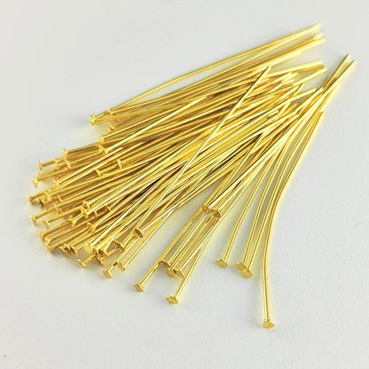 500pcs Stainless Flat Headpins 0.7mm (21 Gauge), 4cm long, Stainless Steel /Gold plated T-Head Pins