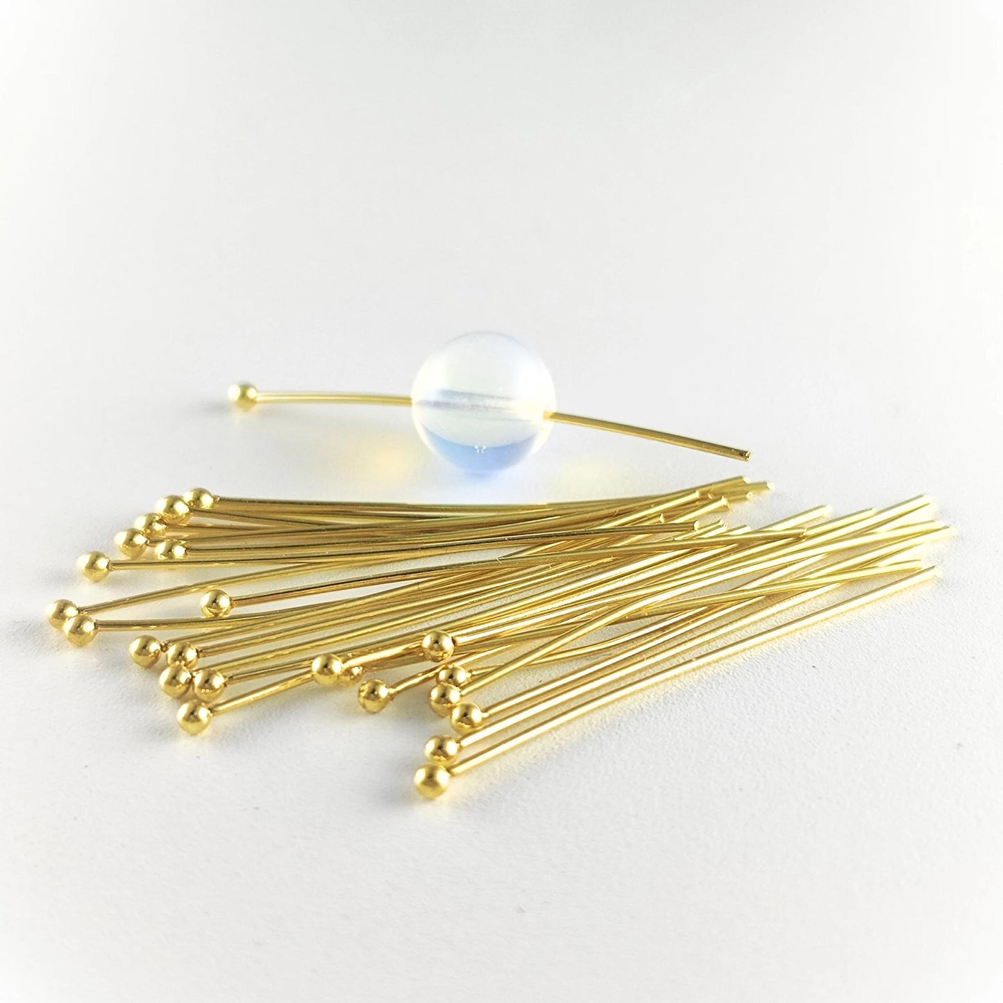 Stainless Steel 100pcs Gold Ball Point Headpins 0.7mm (21 Gauge), Stainless Steel /Gold plated Ball Head Pins
