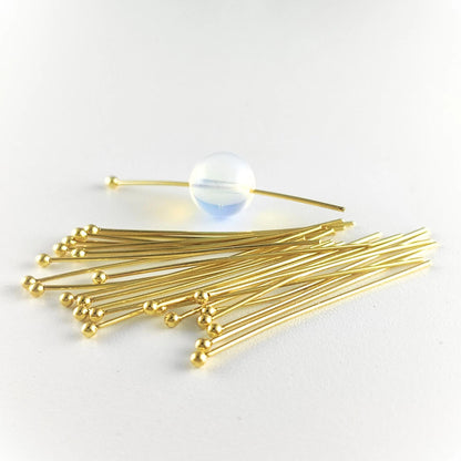 Stainless Steel 100pcs Gold Ball Point Headpins 0.7mm (21 Gauge), Stainless Steel /Gold plated Ball Head Pins