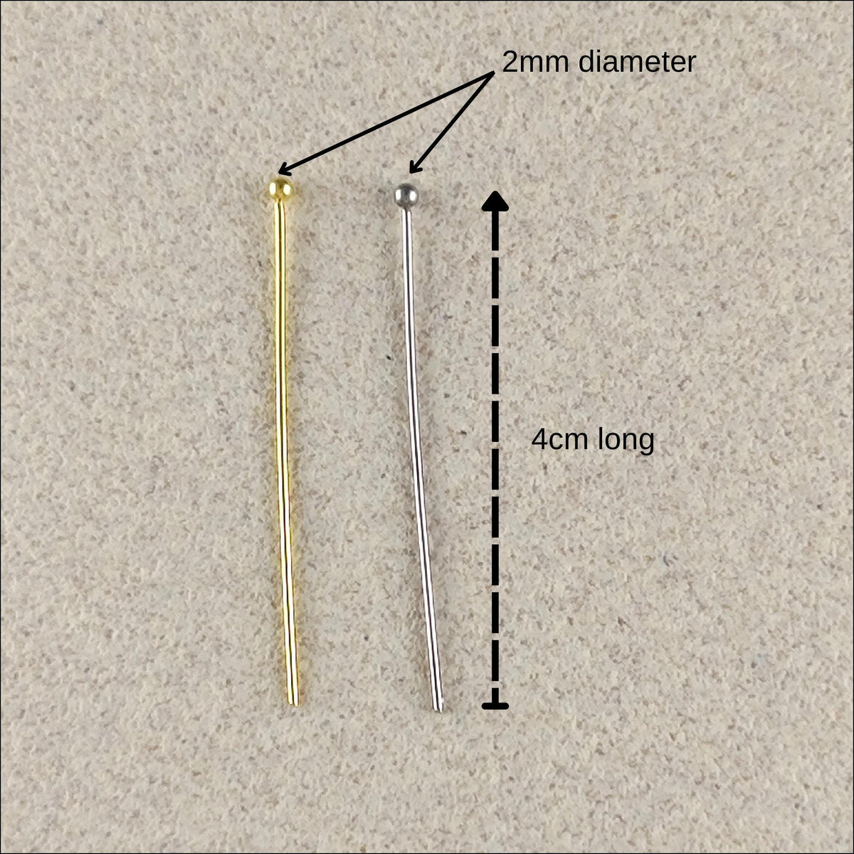 Stainless Steel 100pcs Gold Ball Point Headpins 0.7mm (21 Gauge), Stainless Steel /Gold plated Ball Head Pins