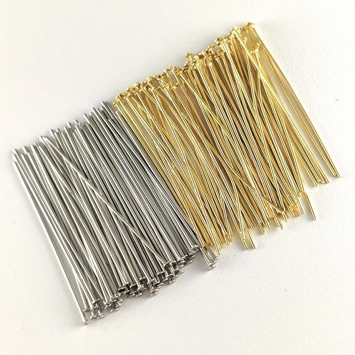 500pcs Stainless Flat Headpins 0.7mm (21 Gauge), 4cm long, Stainless Steel /Gold plated T-Head Pins