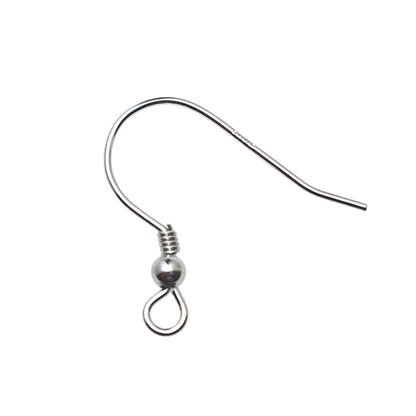 925 Sterling Silver Coil with Bead Earring Hook French Wire Earring Findings Hook Ear Wire Earrings Jewelry Making Earrings Style #1
