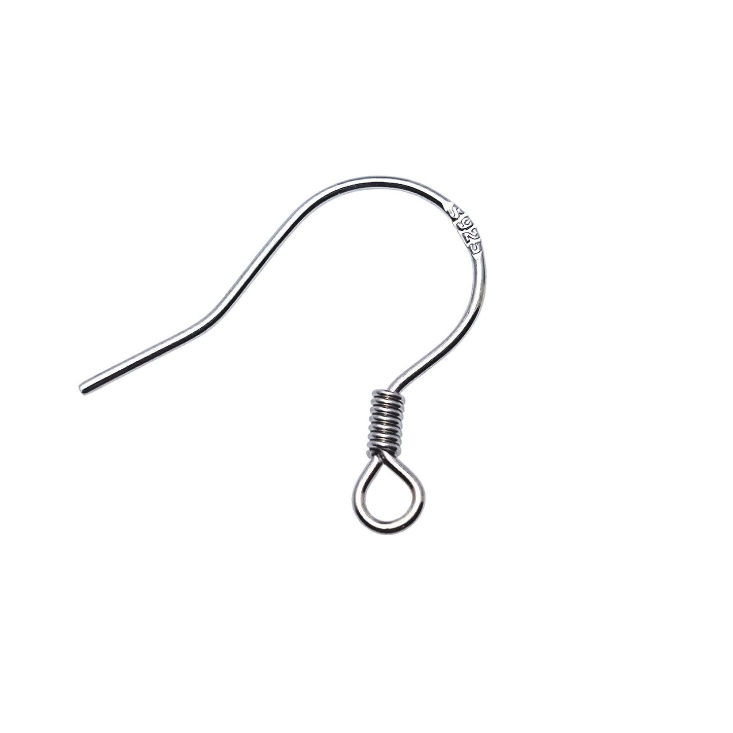 925 Sterling Silver Flat wire with Coil Earring Hook French Wire Earring Findings Hook Ear Wire Earrings Jewelry Making Earrings Style #2