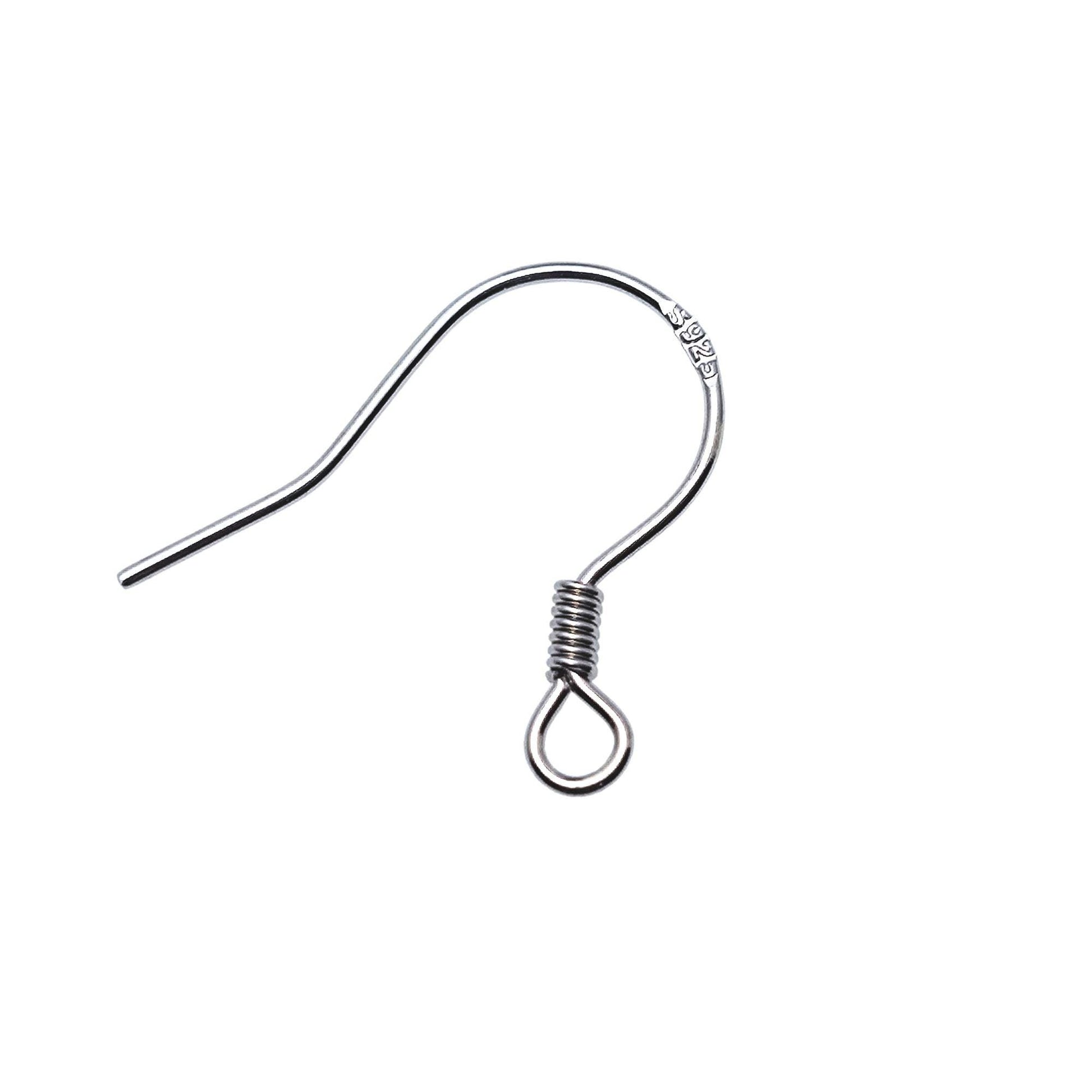 925 Sterling Silver Flat wire with Coil Earring Hook French Wire Earring Findings Hook Ear Wire Earrings Jewelry Making Earrings Style #2
