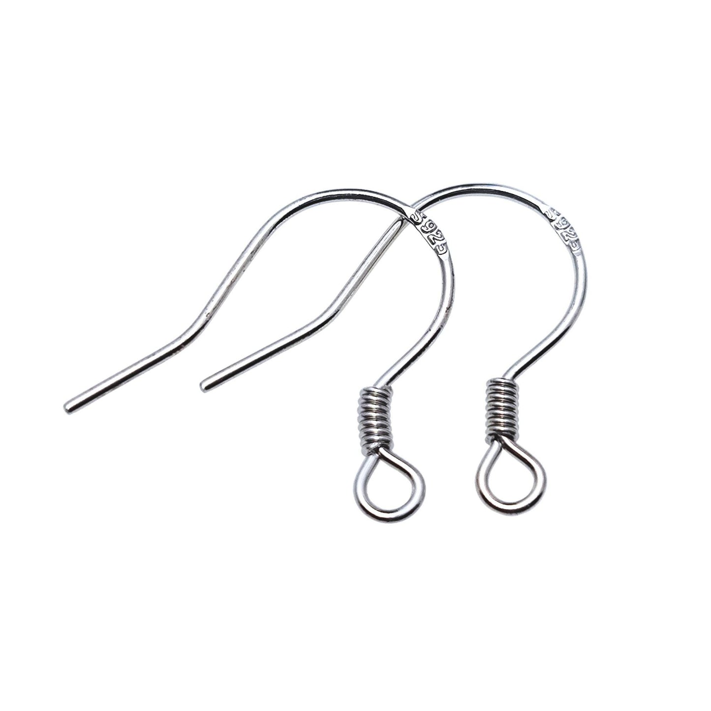 925 Sterling Silver Flat wire with Coil Earring Hook French Wire Earring Findings Hook Ear Wire Earrings Jewelry Making Earrings Style #2