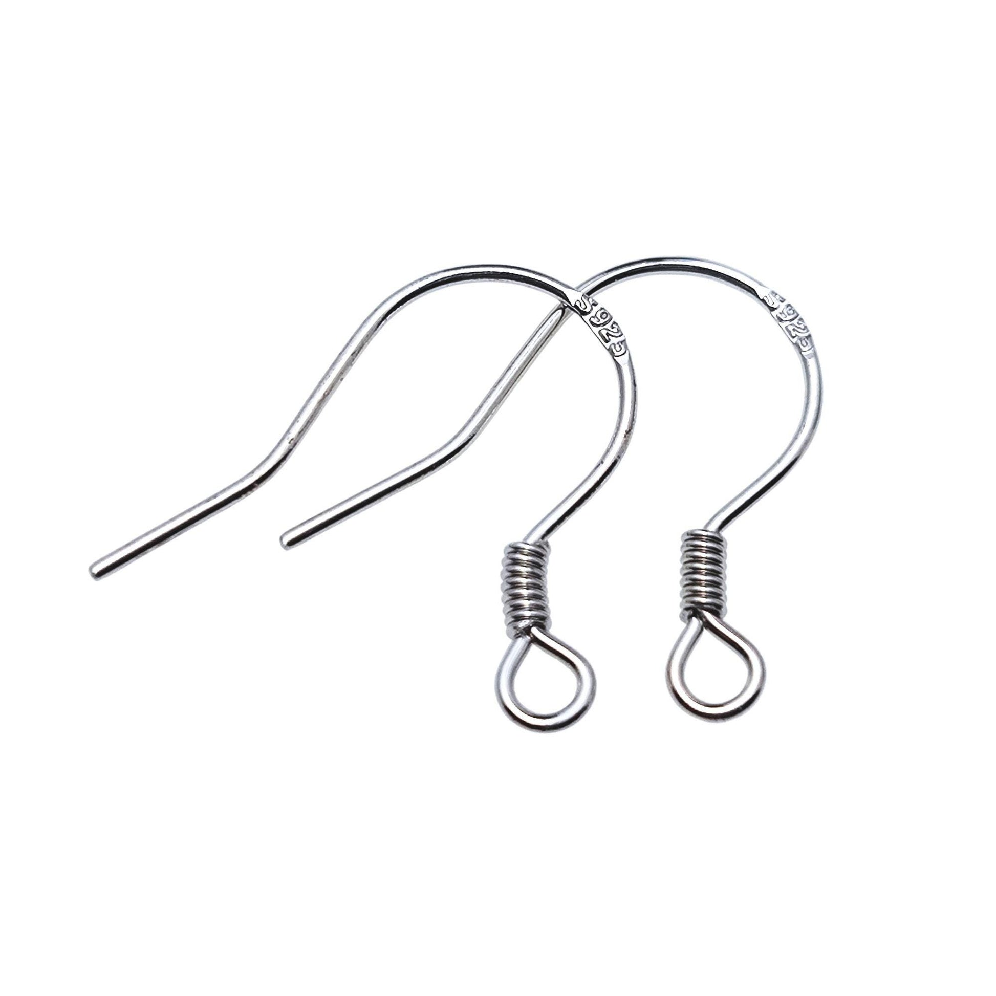 925 Sterling Silver Flat wire with Coil Earring Hook French Wire Earring Findings Hook Ear Wire Earrings Jewelry Making Earrings Style #2