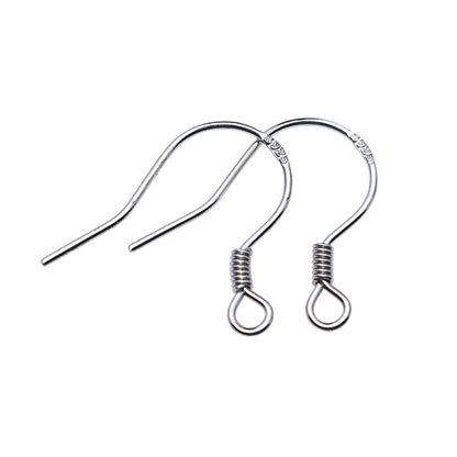 925 Sterling Silver Flat wire with Coil Earring Hook French Wire Earring Findings Hook Ear Wire Earrings Jewelry Making Earrings Style #2