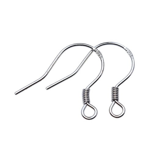 925 Sterling Silver Flat wire with Coil Earring Hook French Wire Earring Findings Hook Ear Wire Earrings Jewelry Making Earrings Style #2
