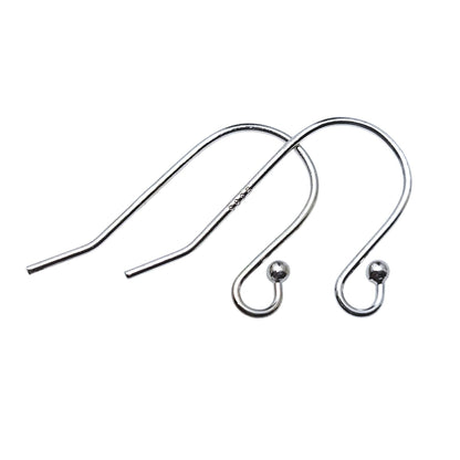 925 Sterling Silver Earring Hook French Wire with End Bead Earring Findings Hook Ear Wire Earrings Jewelry Making Earrings Style #3