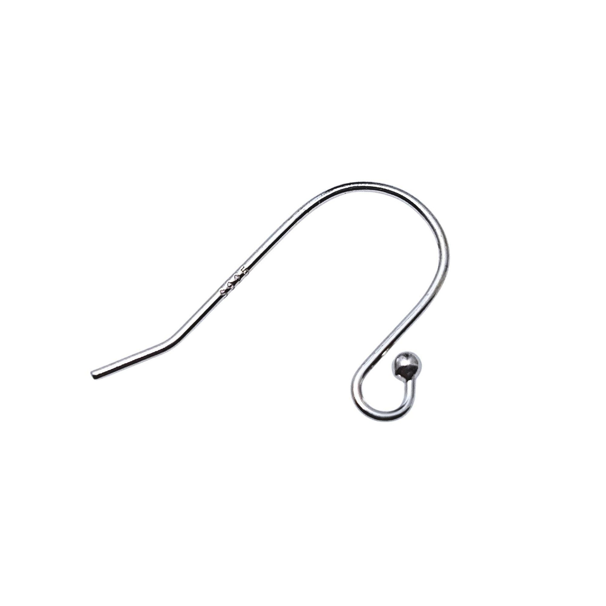 925 Sterling Silver Earring Hook French Wire with End Bead Earring Findings Hook Ear Wire Earrings Jewelry Making Earrings Style #3
