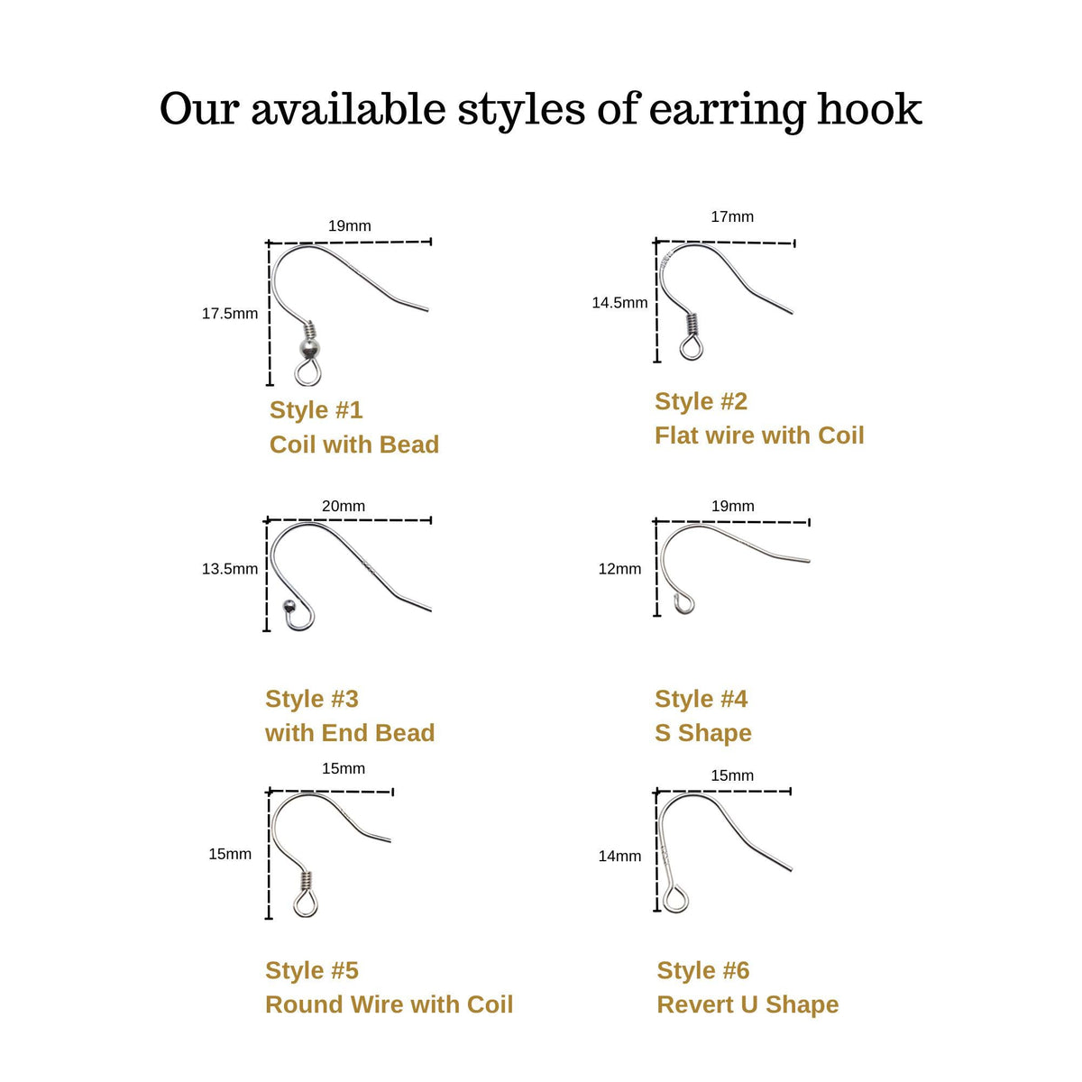 925 Sterling Silver Earring Hook French Wire with End Bead Earring Findings Hook Ear Wire Earrings Jewelry Making Earrings Style #3