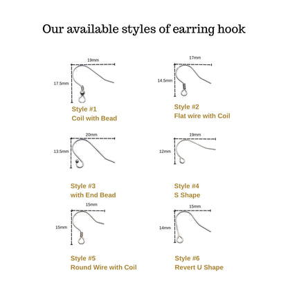 925 Sterling Silver Earring Hook French Wire with End Bead Earring Findings Hook Ear Wire Earrings Jewelry Making Earrings Style #3