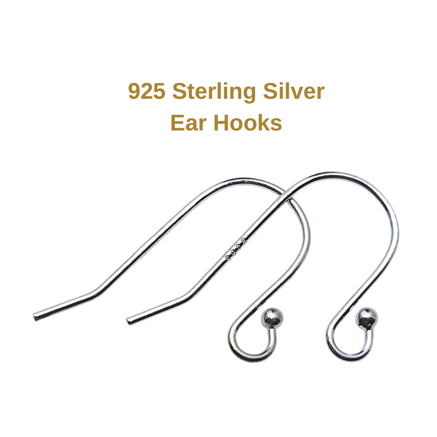 925 Sterling Silver Earring Hook French Wire with End Bead Earring Findings Hook Ear Wire Earrings Jewelry Making Earrings Style #3