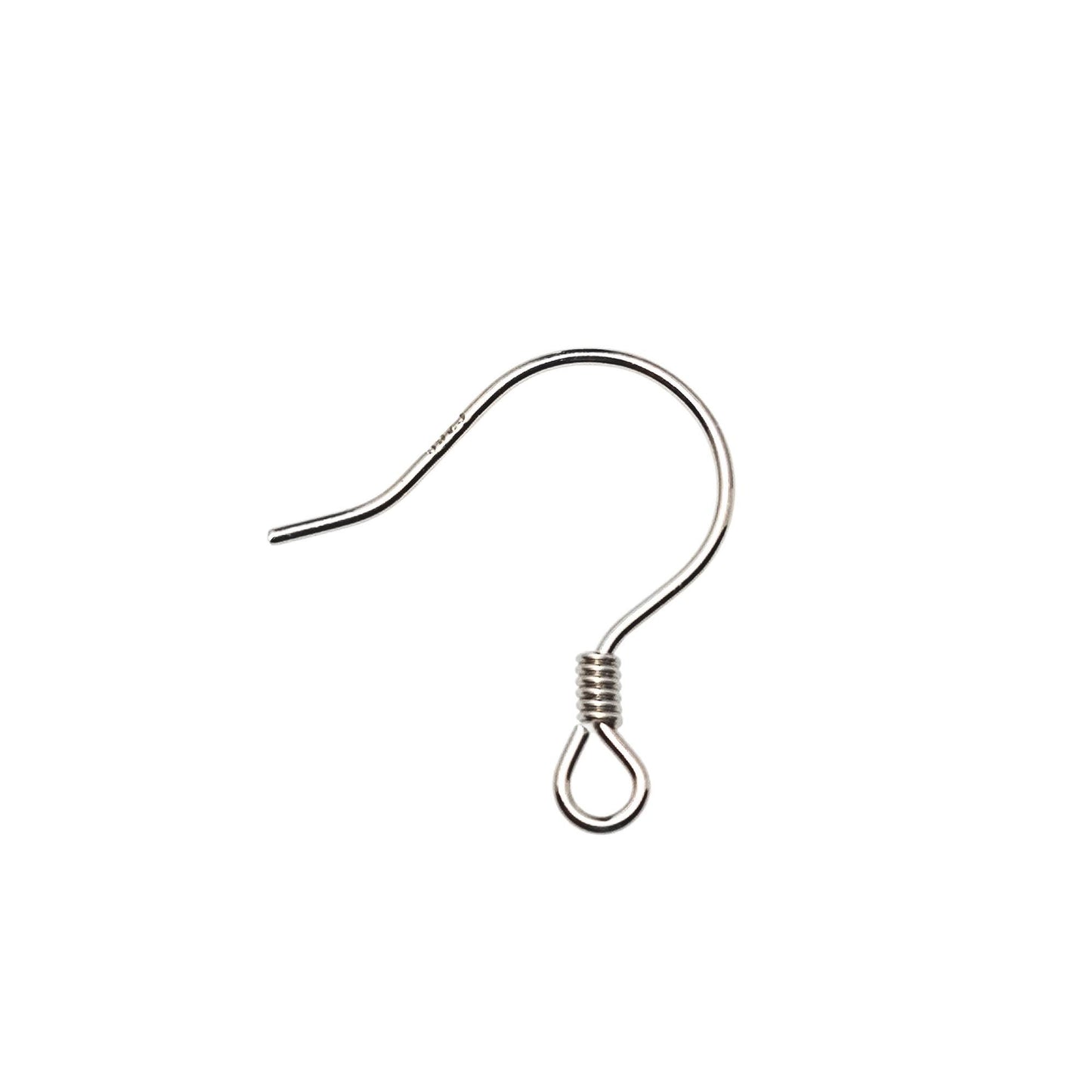 925 Sterling Silver Round Wire with Coil Earring Hook French Wire Earring Findings Hook Ear Wire Earrings Jewelry Making Earrings Style #5