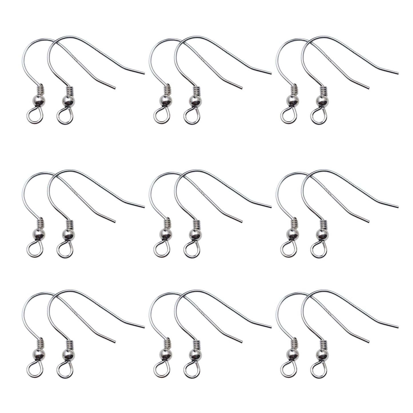 925 Sterling Silver Coil with Bead Earring Hook French Wire Earring Findings Hook Ear Wire Earrings Jewelry Making Earrings Style #1