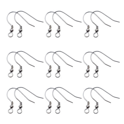 925 Sterling Silver Coil with Bead Earring Hook French Wire Earring Findings Hook Ear Wire Earrings Jewelry Making Earrings Style #1