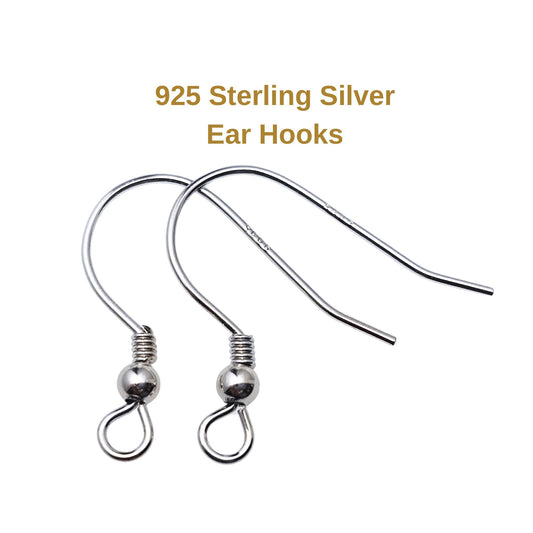 925 Sterling Silver Coil with Bead Earring Hook French Wire Earring Findings Hook Ear Wire Earrings Jewelry Making Earrings Style #1