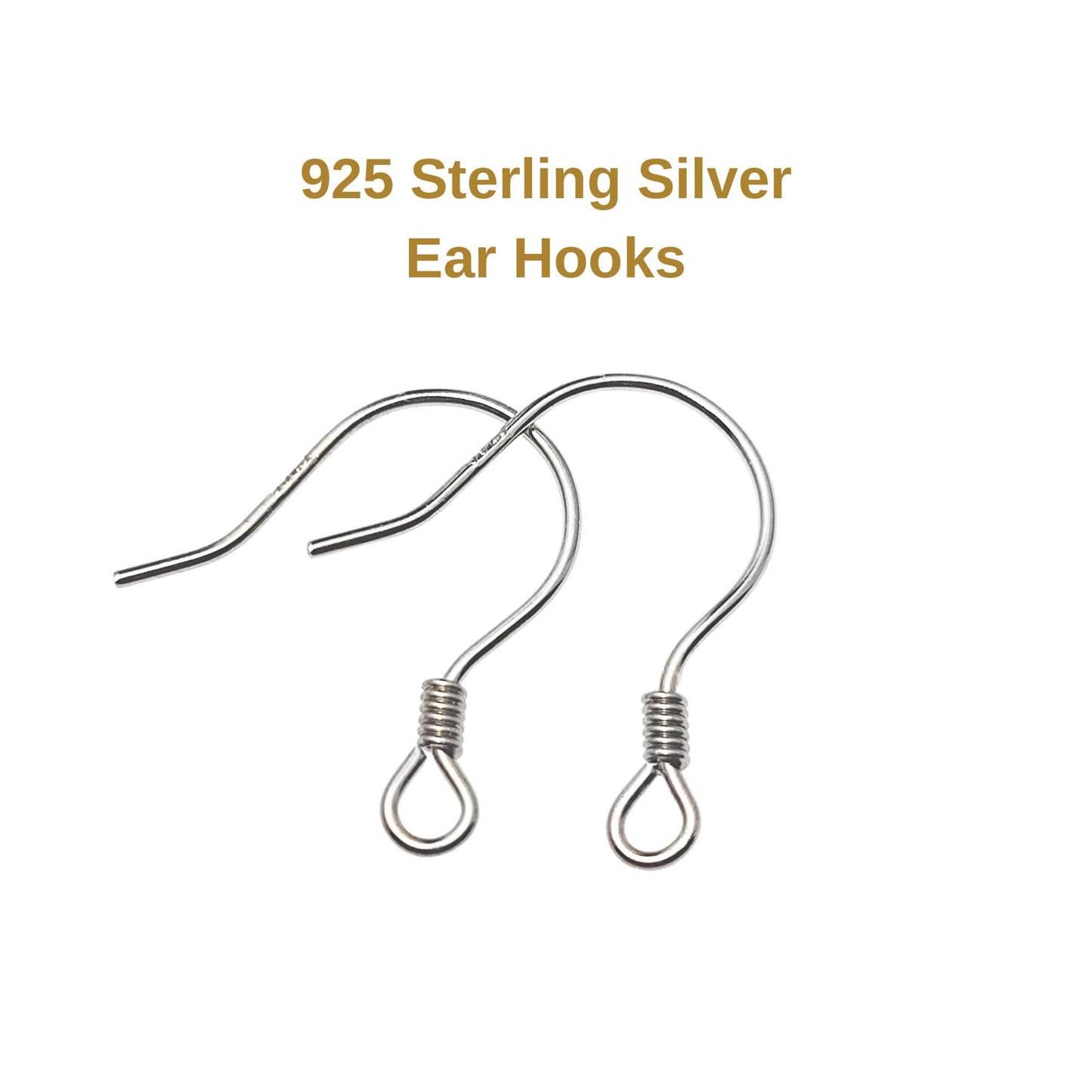 925 Sterling Silver Round Wire with Coil Earring Hook French Wire Earring Findings Hook Ear Wire Earrings Jewelry Making Earrings Style #5