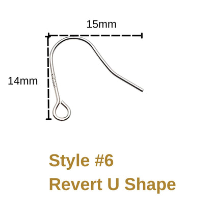 925 Sterling Silver Revert U Shape Earring Hook French Wire Earring Findings Hook Ear Wire Earrings Jewelry Making Earrings Style #6