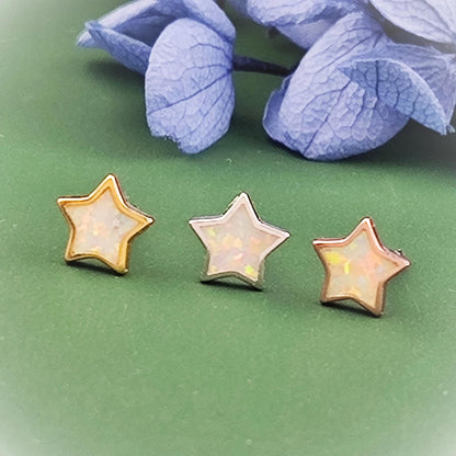 925 Sterling Silver Opal Star Stud Earrings Synthetic Opal Stud Earrings Lab Created Opal Stud Earrings Minimalist Earrings