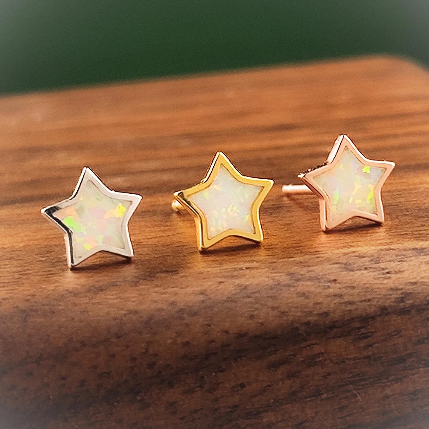 925 Sterling Silver Opal Star Stud Earrings Synthetic Opal Stud Earrings Lab Created Opal Stud Earrings Minimalist Earrings