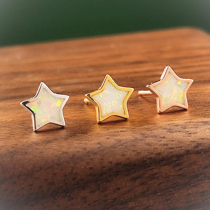 925 Sterling Silver Opal Star Stud Earrings Synthetic Opal Stud Earrings Lab Created Opal Stud Earrings Minimalist Earrings