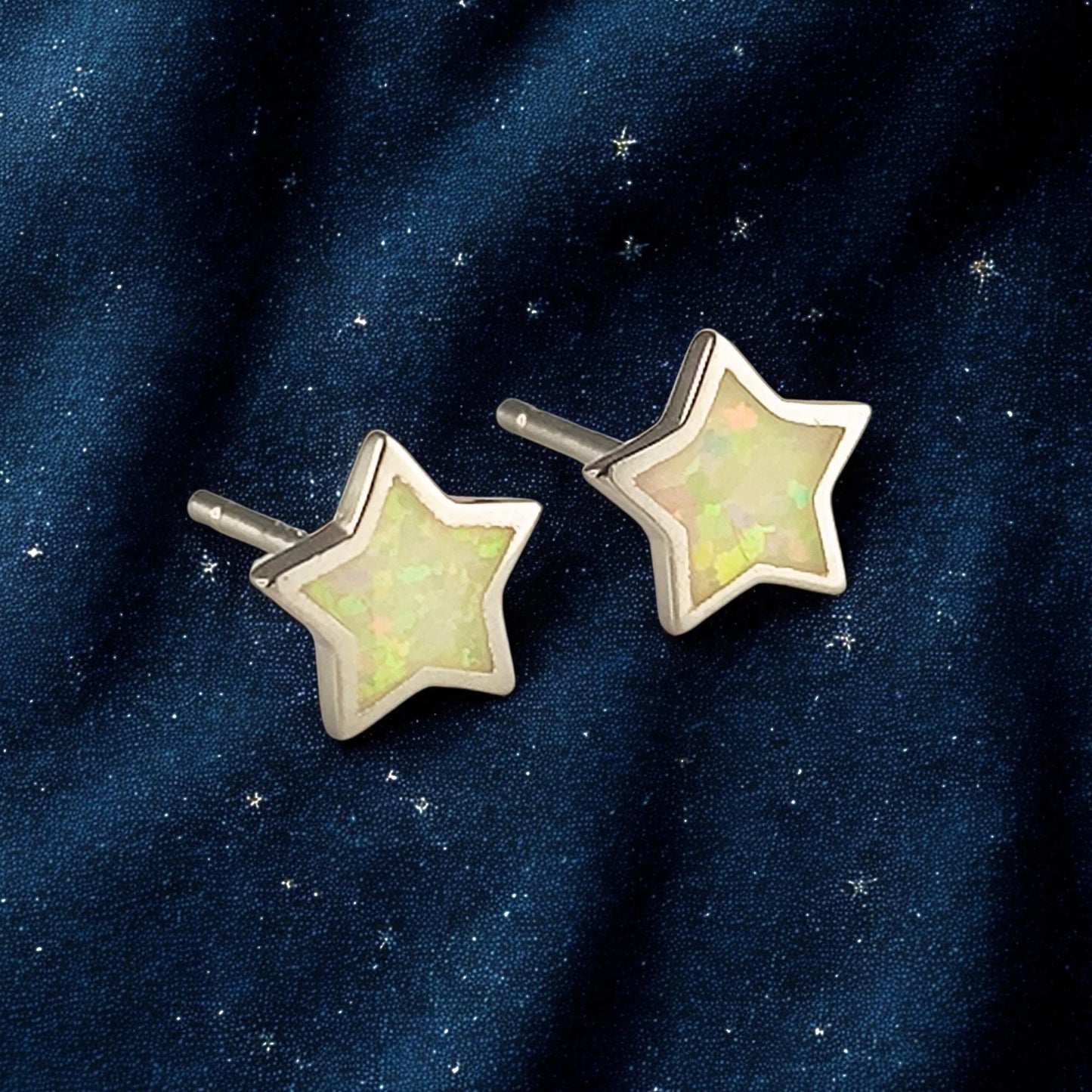 925 Sterling Silver Opal Star Stud Earrings Synthetic Opal Stud Earrings Lab Created Opal Stud Earrings Minimalist Earrings