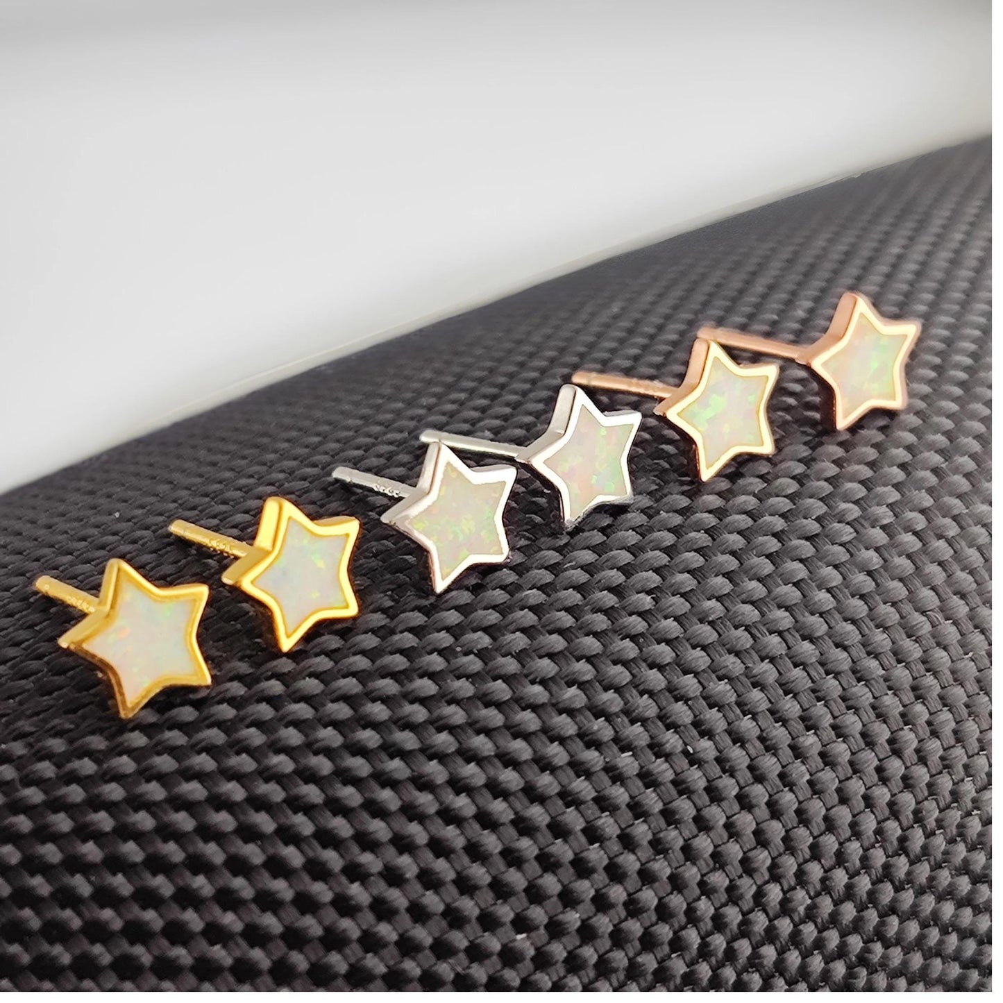 925 Sterling Silver Opal Star Stud Earrings Synthetic Opal Stud Earrings Lab Created Opal Stud Earrings Minimalist Earrings