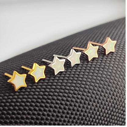 925 Sterling Silver Opal Star Stud Earrings Synthetic Opal Stud Earrings Lab Created Opal Stud Earrings Minimalist Earrings