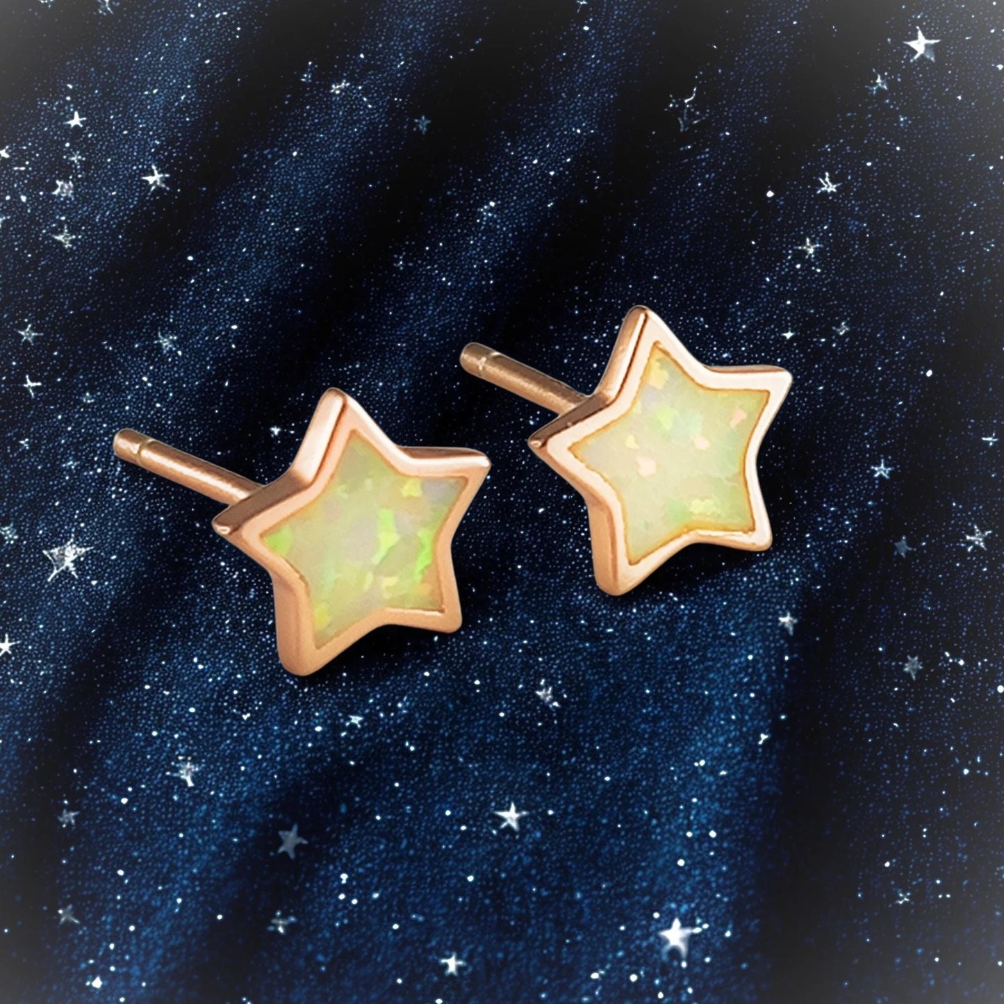 925 Sterling Silver Opal Star Stud Earrings Synthetic Opal Stud Earrings Lab Created Opal Stud Earrings Minimalist Earrings