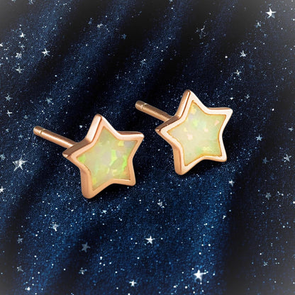 925 Sterling Silver Opal Star Stud Earrings Synthetic Opal Stud Earrings Lab Created Opal Stud Earrings Minimalist Earrings