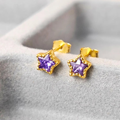 925 Sterling Silver Crystal Star Stud Earrings Synthetic Crystal Stud Earrings Glass Stud Earrings Minimalist Earrings