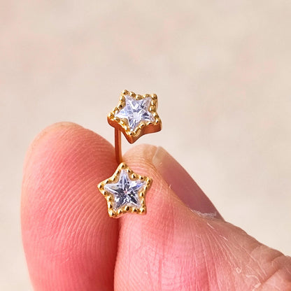 925 Sterling Silver Crystal Star Stud Earrings Synthetic Crystal Stud Earrings Glass Stud Earrings Minimalist Earrings