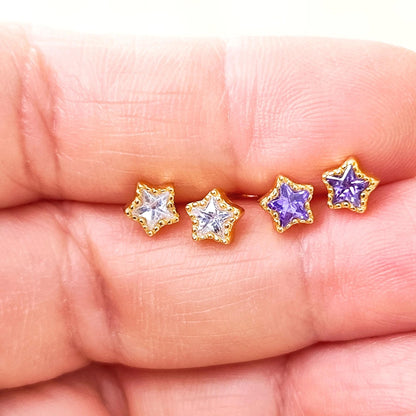 925 Sterling Silver Crystal Star Stud Earrings Synthetic Crystal Stud Earrings Glass Stud Earrings Minimalist Earrings