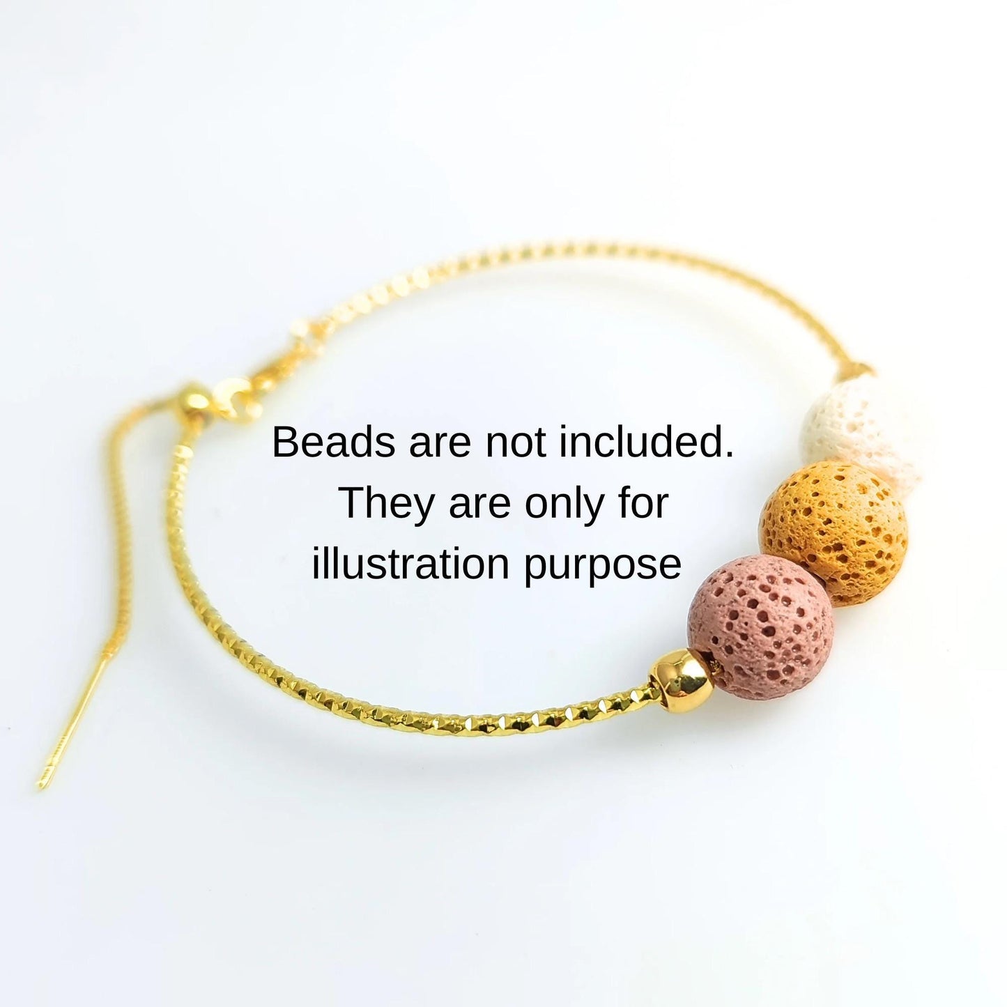 Adjustable Brass Glitter Mark Box Chain Bracelet with Pin End for Adding Beads, Wholesale Slider Clasp Dainty Blank Bangle Jewelry Supplies