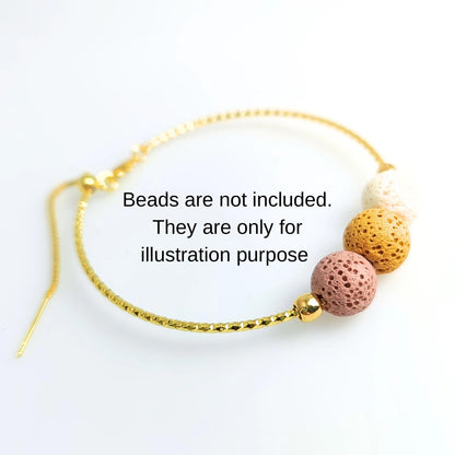 Adjustable Brass Glitter Mark Box Chain Bracelet with Pin End for Adding Beads, Wholesale Slider Clasp Dainty Blank Bangle Jewelry Supplies