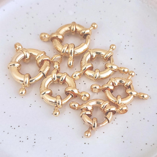 Sailor Clasp 18K Gold Filled Bolt Spring Clasp Carabiner Lock Connector Necklace Mariner Clasp Bold Double Loop Spring Necklace Clasp