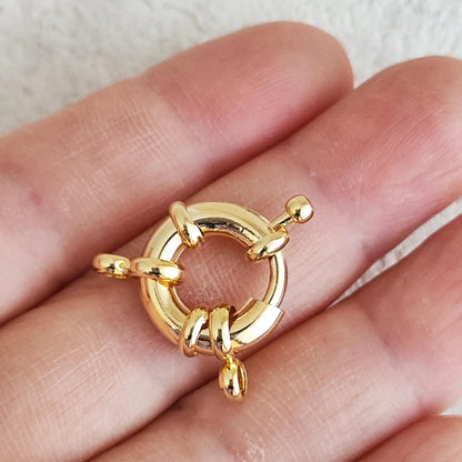 Sailor Clasp 18K Gold Filled Bolt Spring Clasp Carabiner Lock Connector Necklace Mariner Clasp Bold Double Loop Spring Necklace Clasp