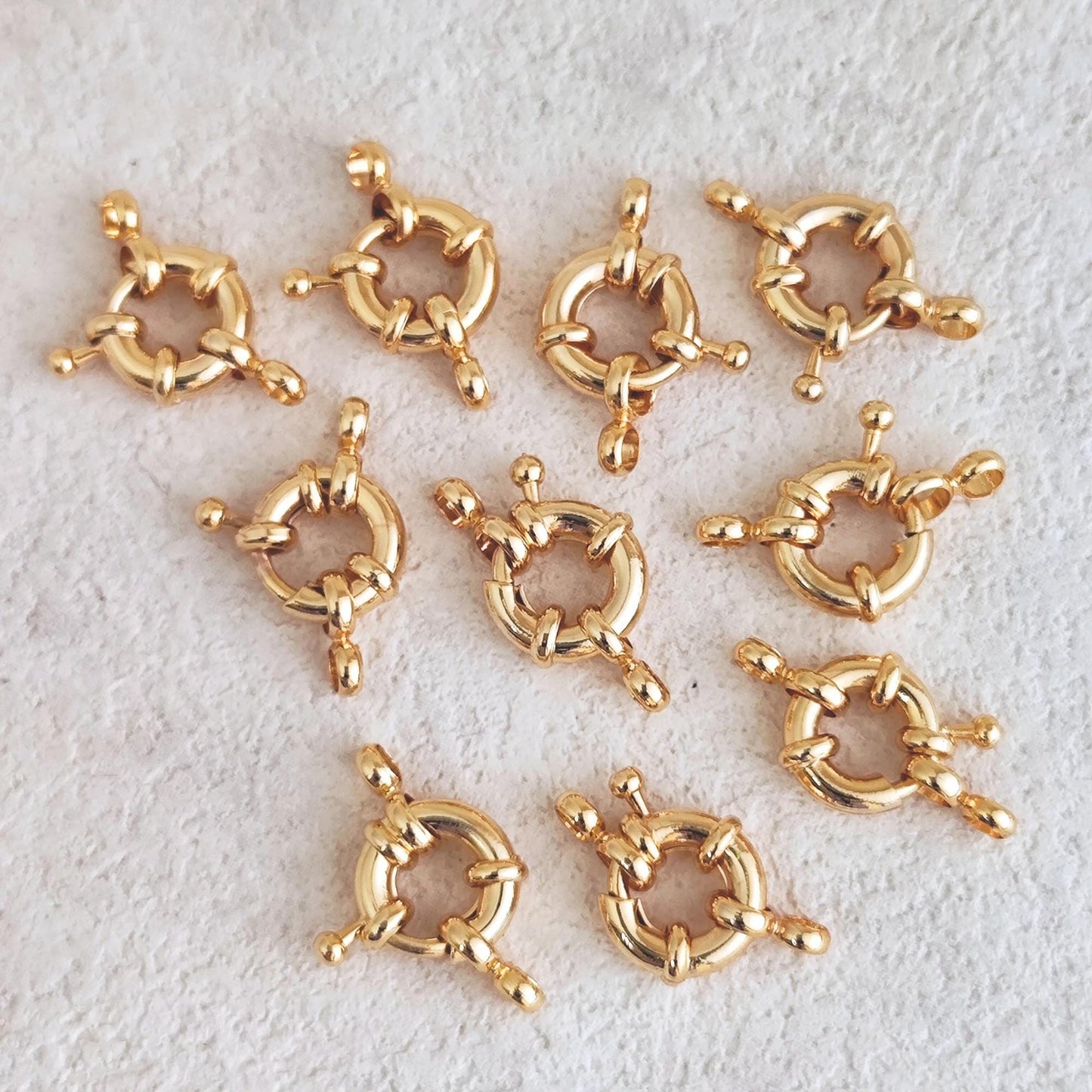 Sailor Clasp 18K Gold Filled Bolt Spring Clasp Carabiner Lock Connector Necklace Mariner Clasp Bold Double Loop Spring Necklace Clasp