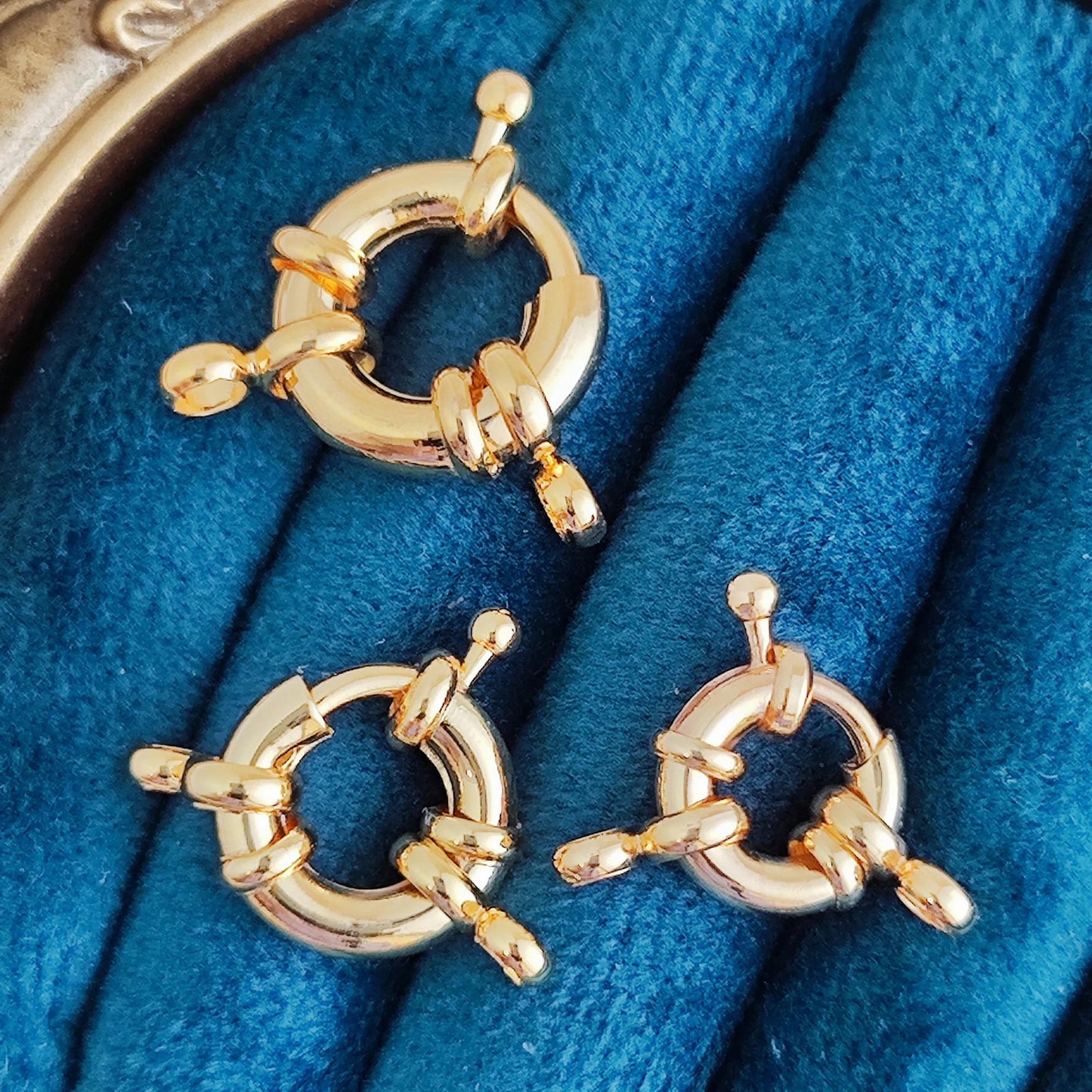 Sailor Clasp 18K Gold Filled Bolt Spring Clasp Carabiner Lock Connector Necklace Mariner Clasp Bold Double Loop Spring Necklace Clasp