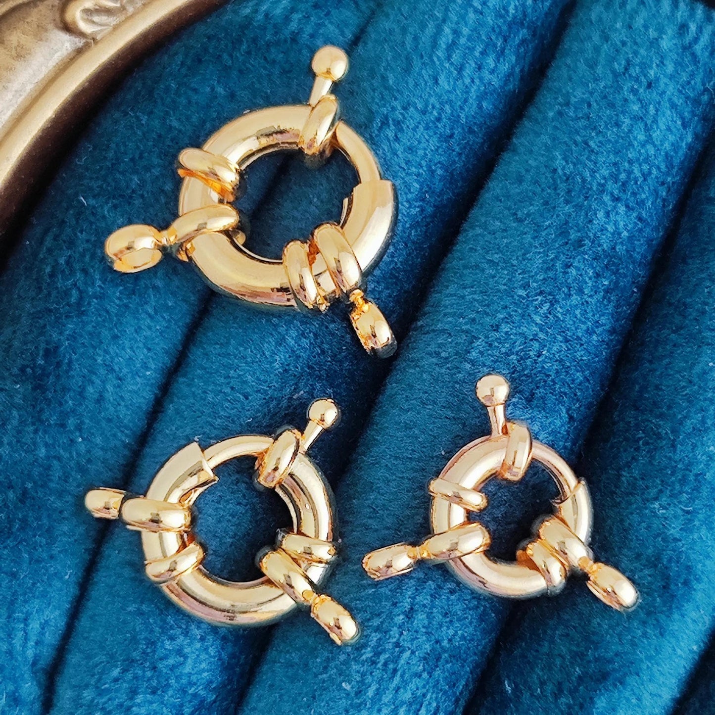 Sailor Clasp 18K Gold Filled Bolt Spring Clasp Carabiner Lock Connector Necklace Mariner Clasp Bold Double Loop Spring Necklace Clasp