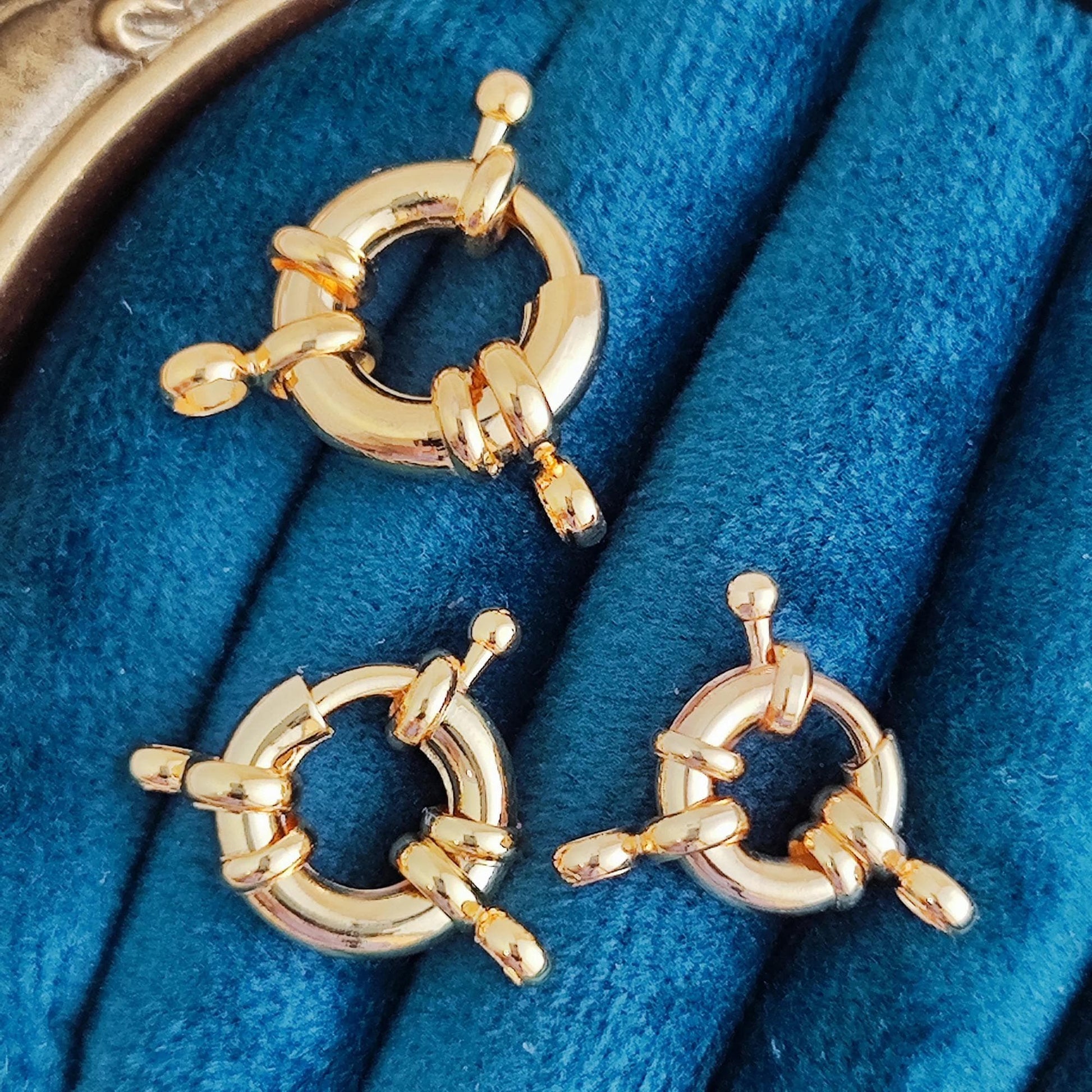 Sailor Clasp 18K Gold Filled Bolt Spring Clasp Carabiner Lock Connector Necklace Mariner Clasp Bold Double Loop Spring Necklace Clasp