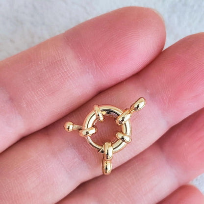Sailor Clasp 18K Gold Filled Bolt Spring Clasp Carabiner Lock Connector Necklace Mariner Clasp Bold Double Loop Spring Necklace Clasp