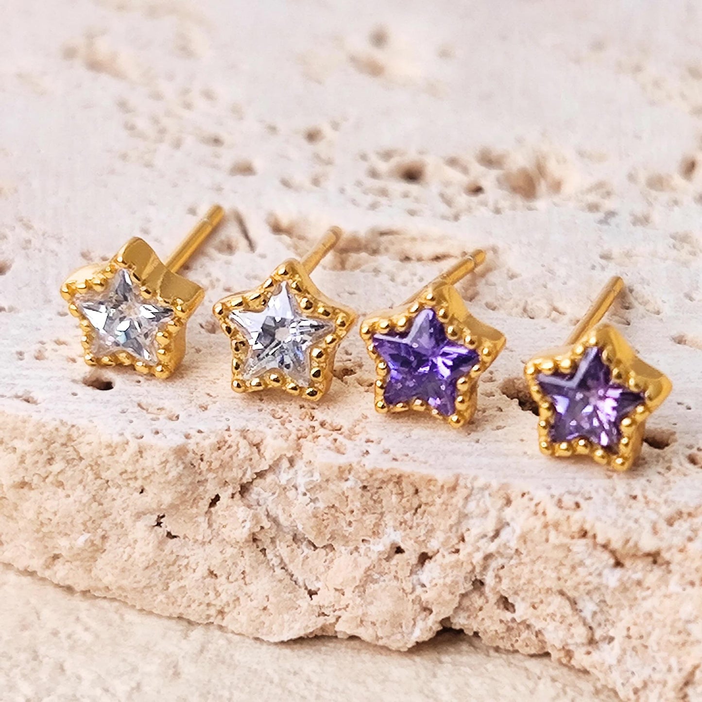 925 Sterling Silver Crystal Star Stud Earrings Synthetic Crystal Stud Earrings Glass Stud Earrings Minimalist Earrings