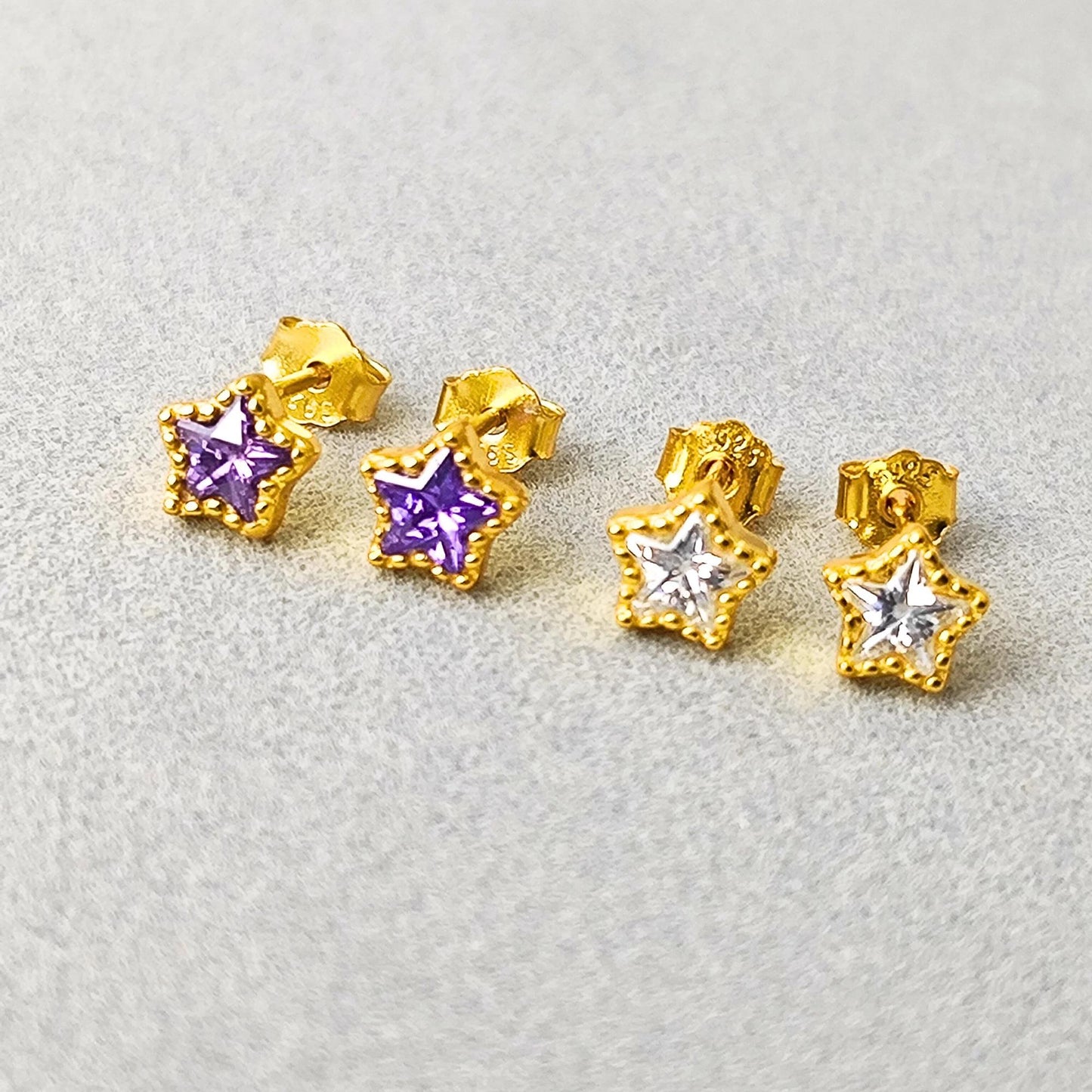 925 Sterling Silver Crystal Star Stud Earrings Synthetic Crystal Stud Earrings Glass Stud Earrings Minimalist Earrings