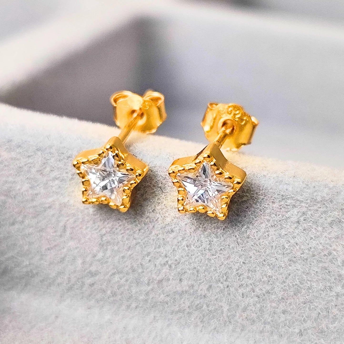 925 Sterling Silver Crystal Star Stud Earrings Synthetic Crystal Stud Earrings Glass Stud Earrings Minimalist Earrings