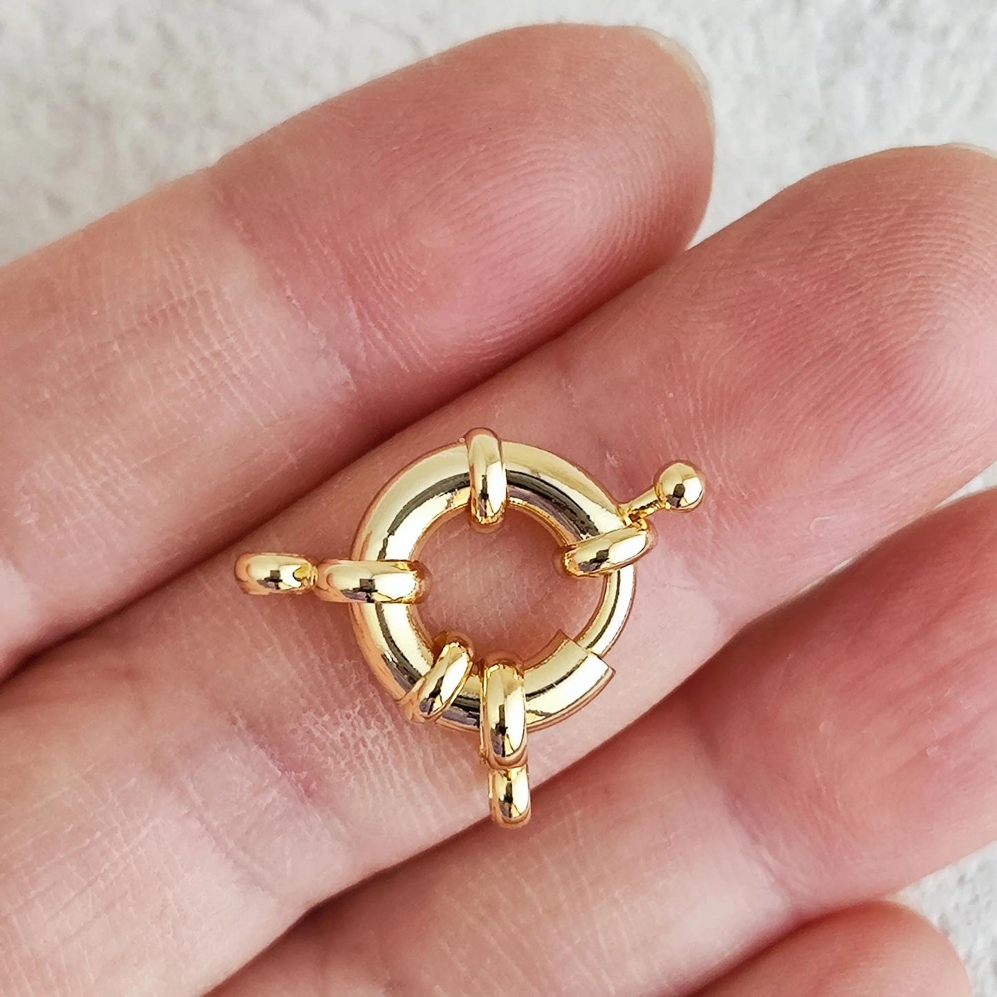 Sailor Clasp 18K Gold Filled Bolt Spring Clasp Carabiner Lock Connector Necklace Mariner Clasp Bold Double Loop Spring Necklace Clasp