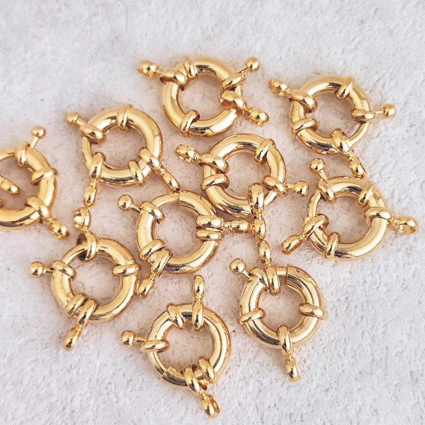 Sailor Clasp 18K Gold Filled Bolt Spring Clasp Carabiner Lock Connector Necklace Mariner Clasp Bold Double Loop Spring Necklace Clasp