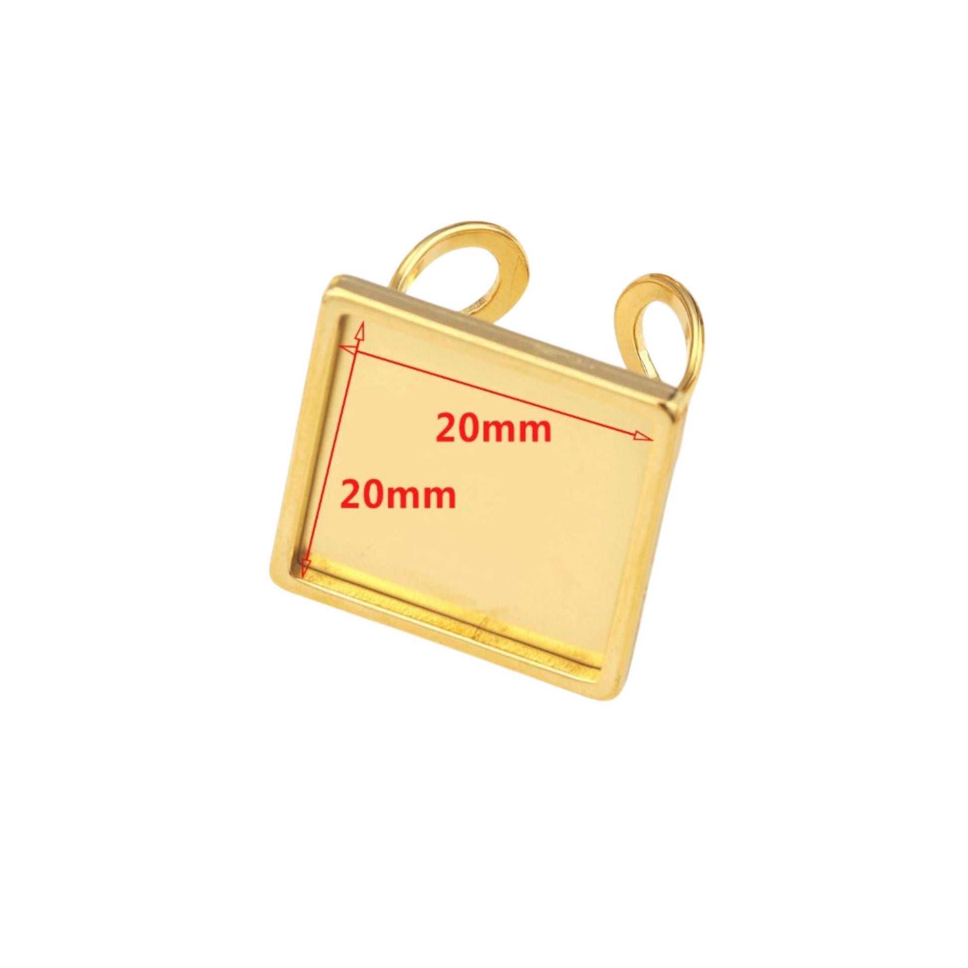 10pcs Stainless Steel 316L Square Thick Rim Ring Bezel Setting Blanks DIY Adjustable Finger Ring Base Jewelry Findings 10mm / 20mm / 25mm